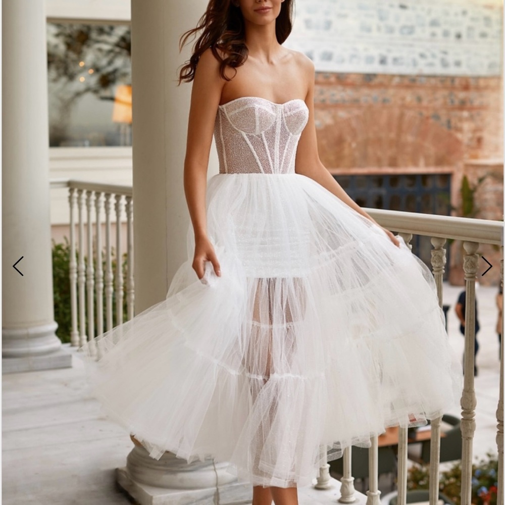 🌺SPARKLES MillaNova White Strapless Sweetheart Wedding Gown - Perfect 2nd Dress - Picture 3 of 10